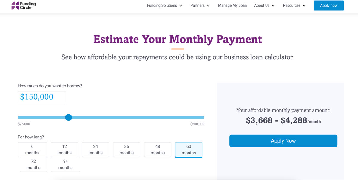 Funding Circle monthly payment page