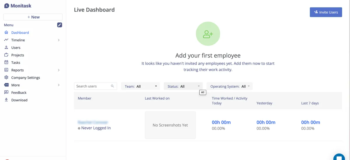 monitask dashboard screenshot