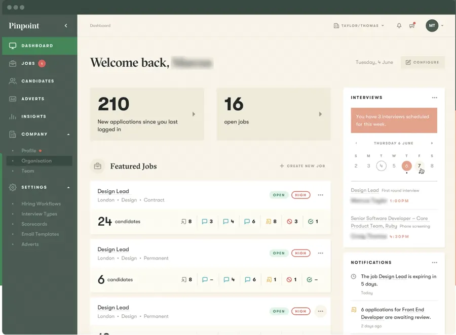 dashboard for pinpoint