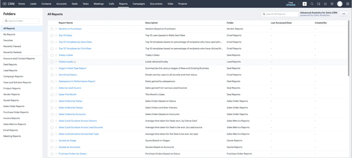 zoho crm filtering reports