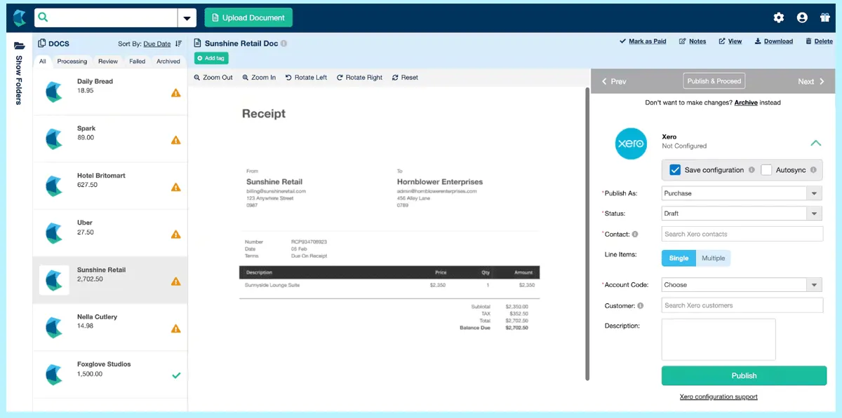 capture data through hubdoc