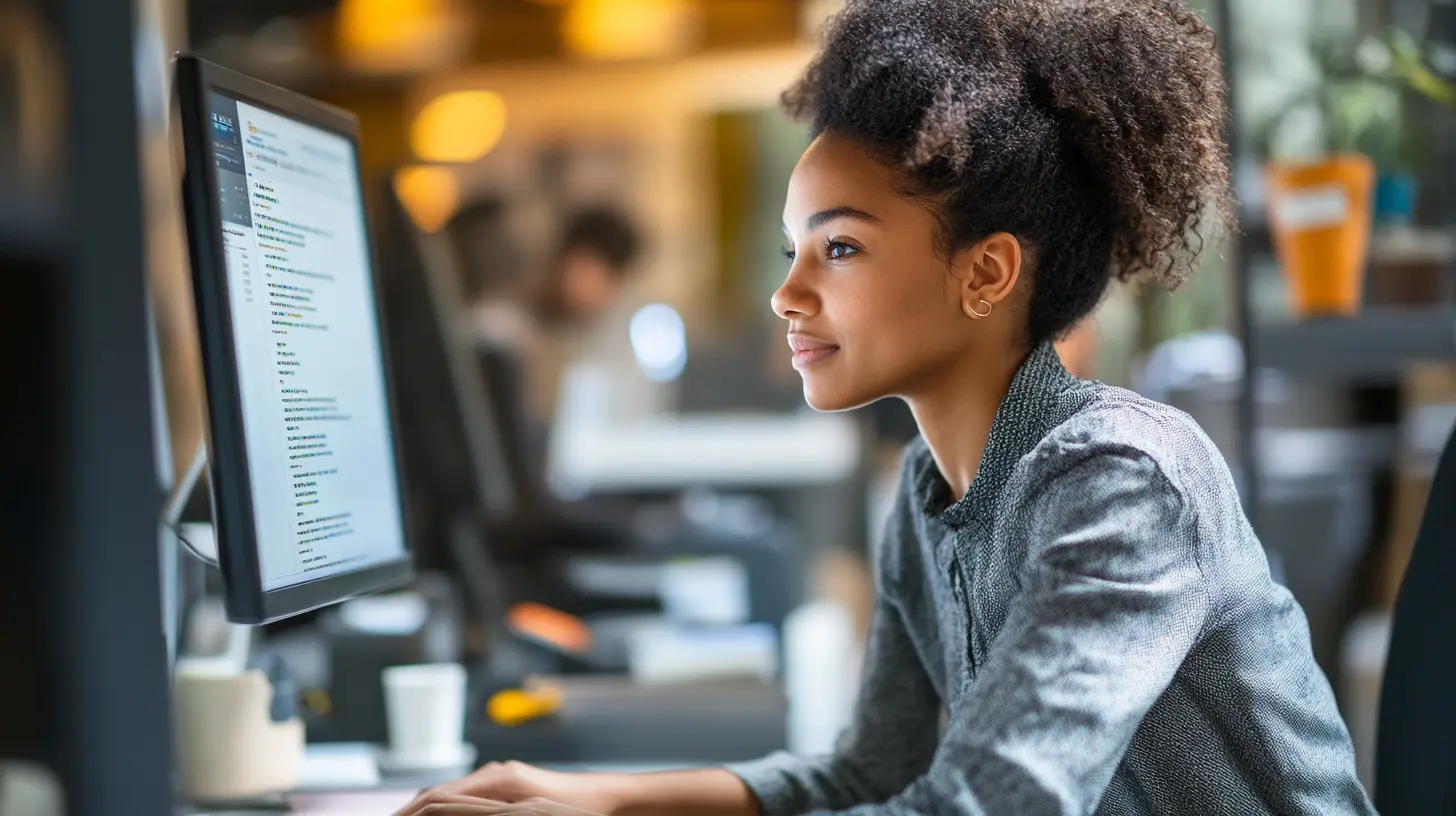 salesperson looking at CRM statistics on a computer screen