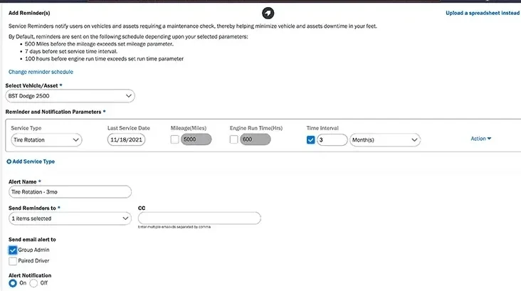 azuga scheduled maintenance screenshot