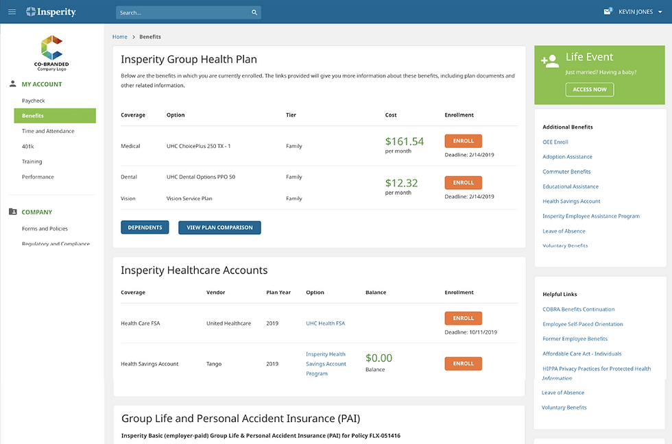 insperity benefits screenshot