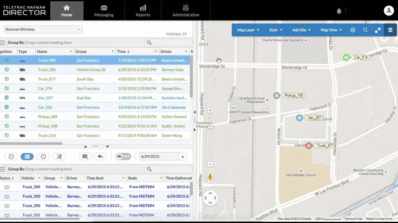 teletrac navman live map screenshot