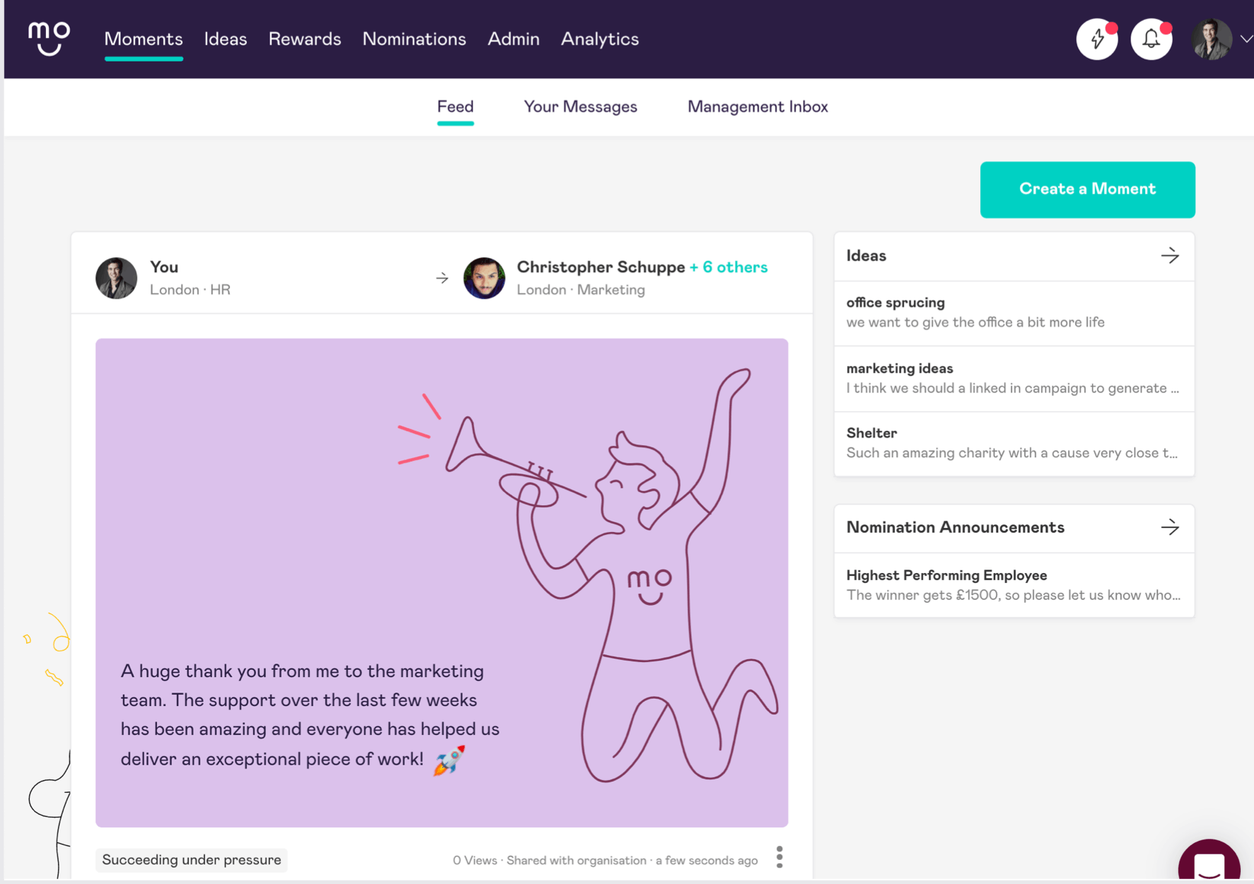 mo recognition feed screenshot